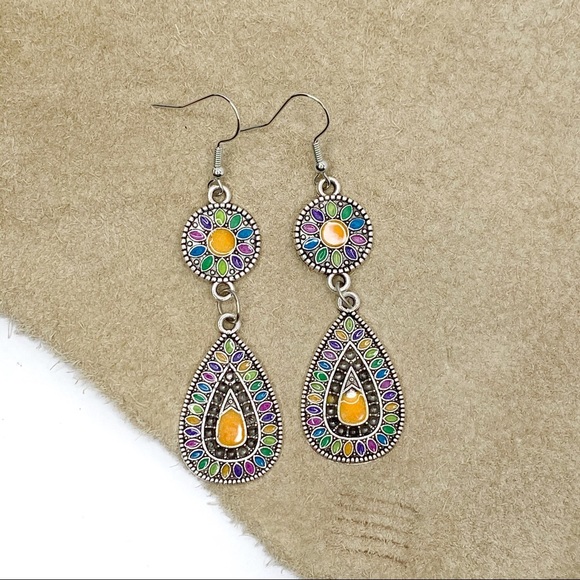 3/$15 Bohemian Mandala Dangle Earrings - Multi - Picture 2 of 10